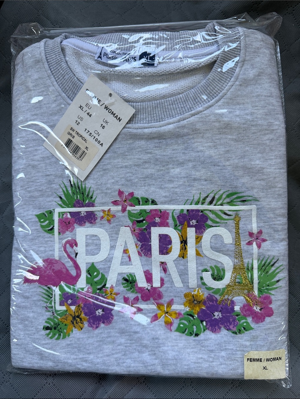 Paris Floral Graphic Sweatshirt - Light Heather Gray